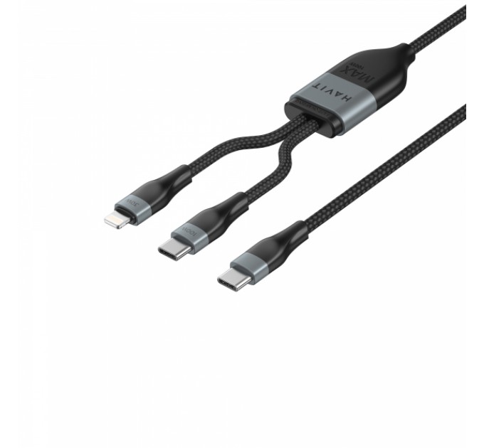 Кабель USB-C - USB-C + Lightning HAVIT HV-CB6326 PD100W 1.2м