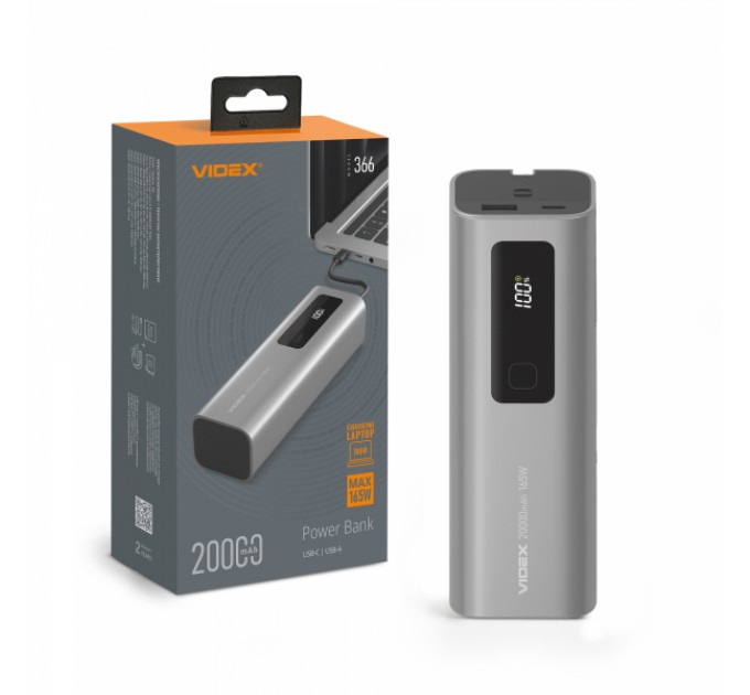 Павербанк 20000mAh VIDEX VPB-366 165W PD100W +Display