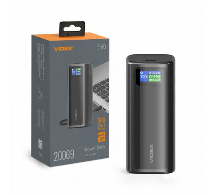 Павербанк 20000mAh VIDEX VPB-350 130W PD100W +Display