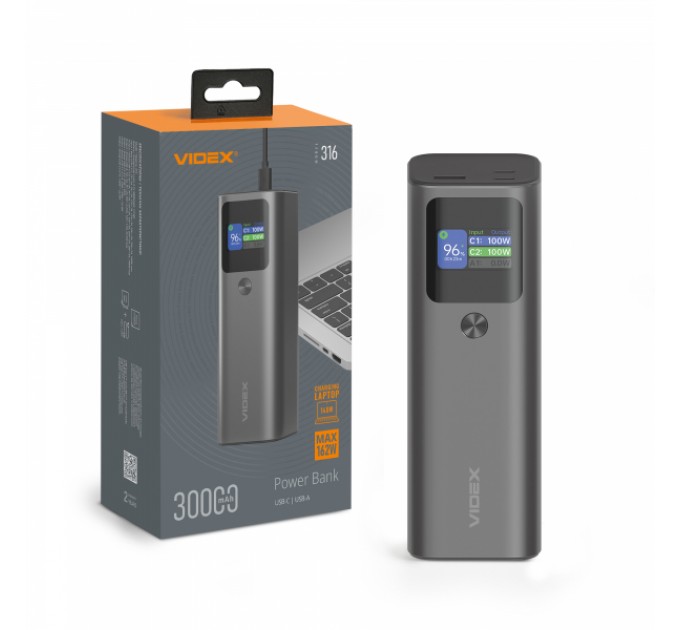 Повербанк 30000mAh VIDEX VPB-316 162W PD140W +Display