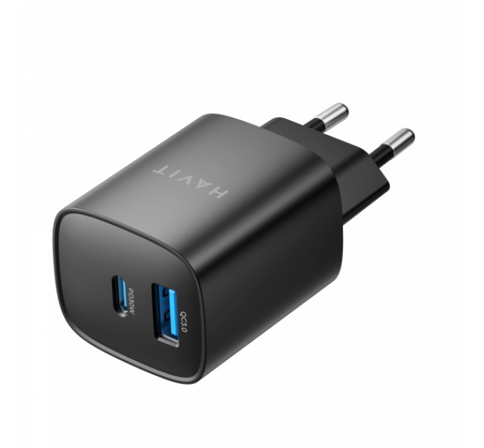 Зарядний пристрій HAVIT UC30 PRO GaN 30W USB-A+USB-C Black