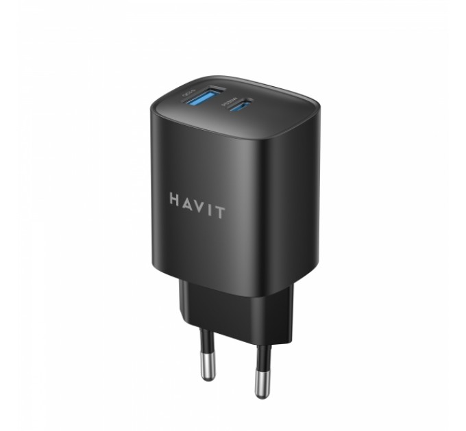 Зарядний пристрій HAVIT UC30 PRO GaN 30W USB-A+USB-C Black