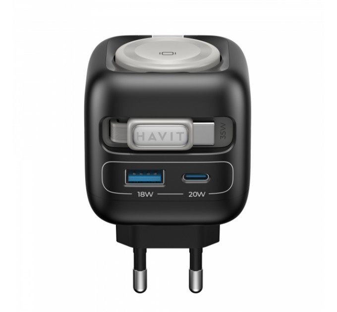 Зарядний пристрій HAVIT UC250 GaN 35W USB-A+USB-C +Кабель USB-C +Watch Charger