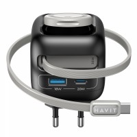 Зарядний пристрій HAVIT UC250 GaN 35W USB-A+USB-C +Кабель USB-C +Watch Charger