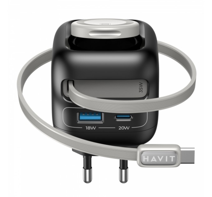 Зарядний пристрій HAVIT UC250 GaN 35W USB-A+USB-C +Кабель USB-C +Watch Charger