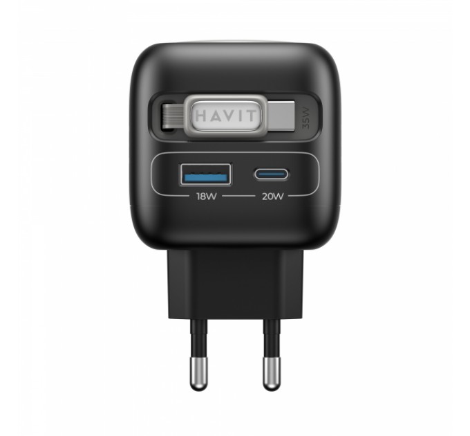 Зарядний пристрій HAVIT UC250 GaN 35W USB-A+USB-C +Кабель USB-C +Watch Charger