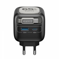 Зарядний пристрій HAVIT UC253 GaN 65W USB-A+USB-C +Кабель USB-C