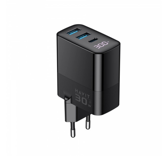 Зарядний пристрій HAVIT UCLE001 GaN 30W 2хUSB-A+USB-C