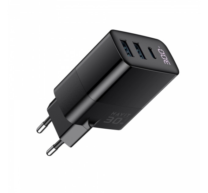Зарядний пристрій HAVIT UCLE001 GaN 30W 2хUSB-A+USB-C