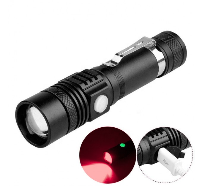 Фонарь 518-TG(Red), 1 РЕЖИМ, 1x18650, ЗУ Type-C, zoom