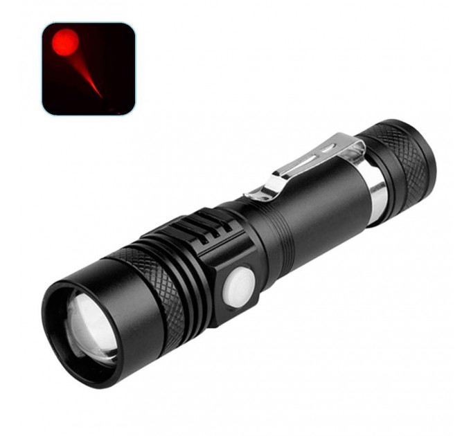 Фонарь 608-XPE(Red), 1x18650, ЗУ microUSB, zoom