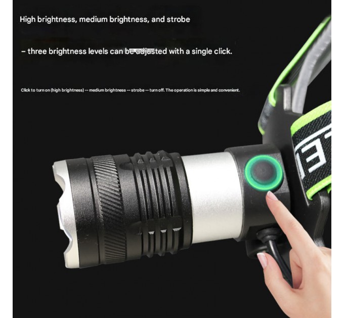 Фонарь налобный A42-GT, 2x18650, ЗУ Type-C, zoom