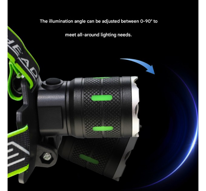 Фонарь налобный A44-GT, 2x18650, ЗУ Type-C, zoom