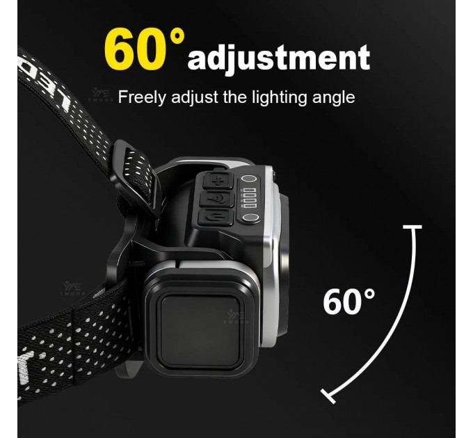 Фонарь налобный HX-T80S-COB(White+Red), Motion Sensor, Waterproof, 1x18650, ЗУ Type-C, магнит, Box