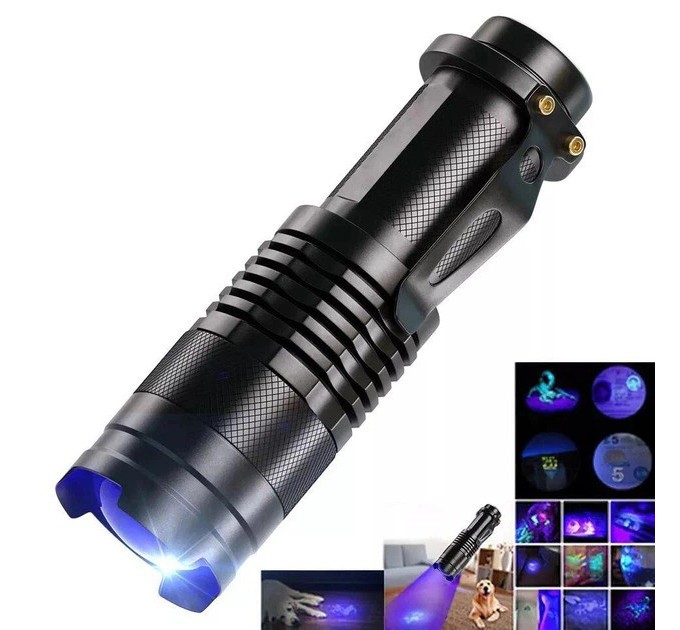 Фонарь K11-395UV, 1хАА/1x14500, 1 РЕЖИМ, zoom, зажим