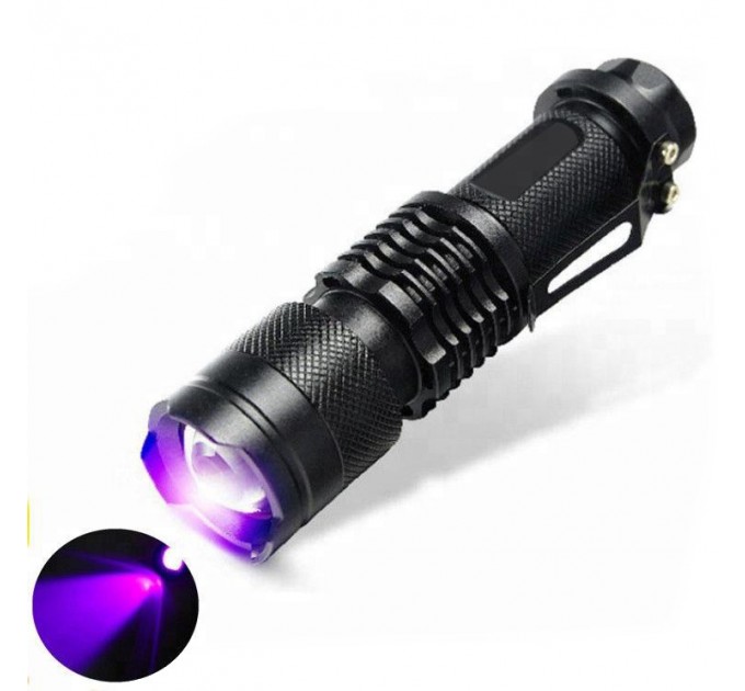 Фонарь K11-395UV, 1хАА/1x14500, 1 РЕЖИМ, zoom, зажим