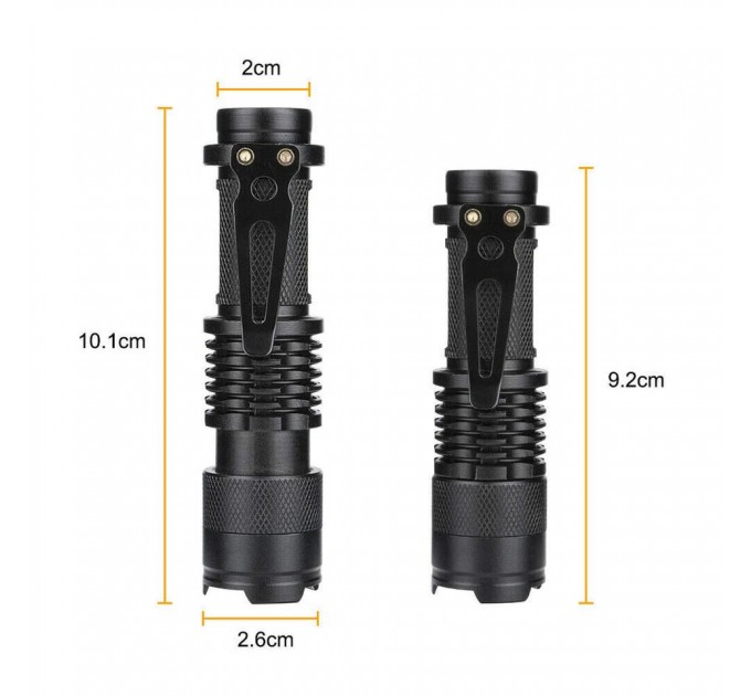 Фонарь K11-395UV, 1хАА/1x14500, 1 РЕЖИМ, zoom, зажим