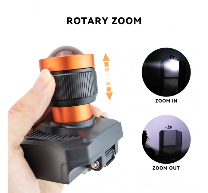 Фонарь налобный 622-TG 15W, Li-Ion аккумулятор, ЗУ Type-C, желтый фильтр, zoom, Box