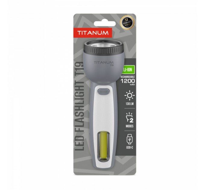 Портативний світлодіодний ліхтарик TITANUM TLF-T19 130Lm Gray