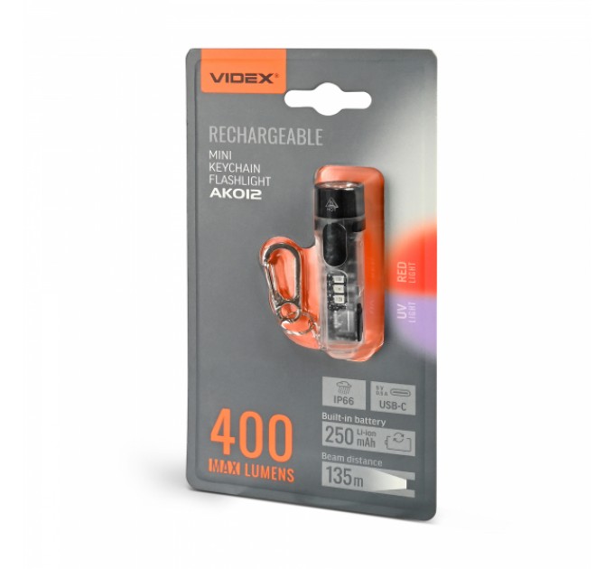 Портативний світлодіодний міні-ліхтарик VIDEX VLF-AK012 400Lm 5000K