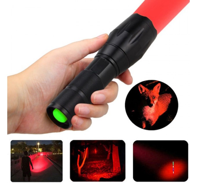 Фонарь 1831-2XPE(White+Red), 1x18650, ЗУ Type-C, zoom, Box