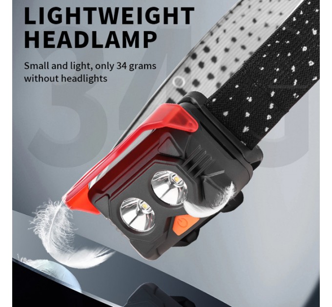 Фонарь налобный 2029-2XPE(RED), 3хААА, пластик