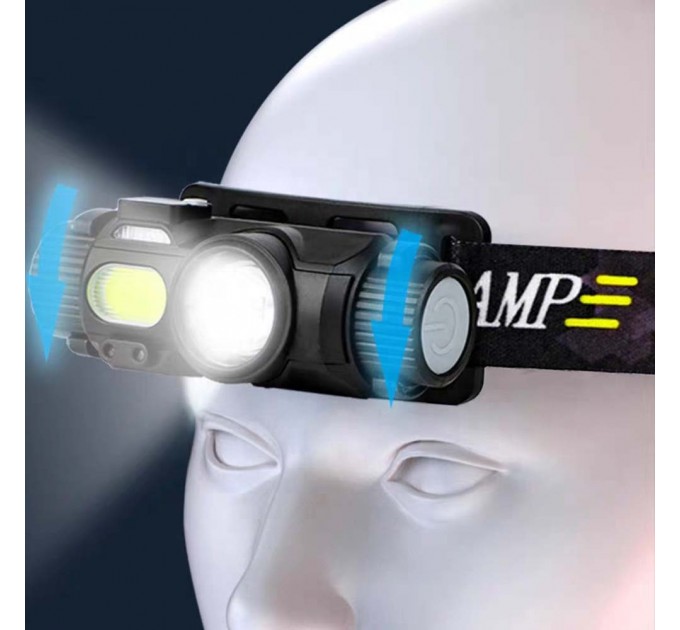 Фонарь налобный YY-16-XPE+COB, Motion Sensor, Li-Ion аккумулятор, ЗУ Type-C, магнит