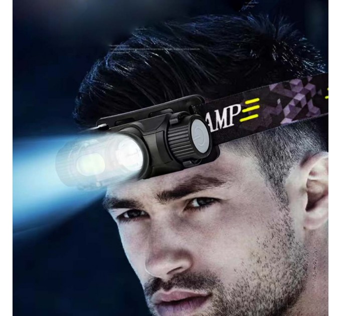 Фонарь налобный YY-16-XPE+COB, Motion Sensor, Li-Ion аккумулятор, ЗУ Type-C, магнит