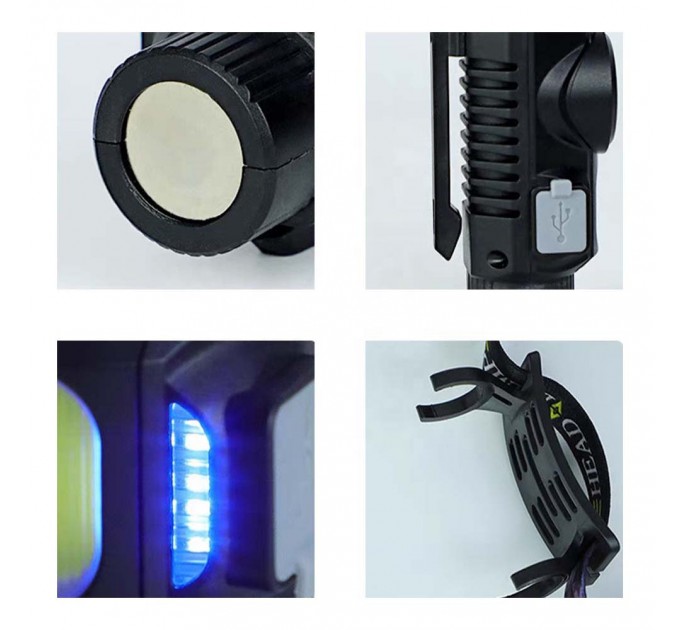 Фонарь налобный YY-16-XPE+COB, Motion Sensor, Li-Ion аккумулятор, ЗУ Type-C, магнит