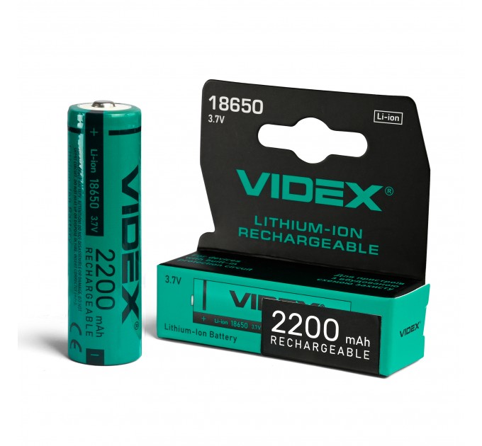 Акумулятор Videx літій-іонний 18650 (без захисту) 2200mAh