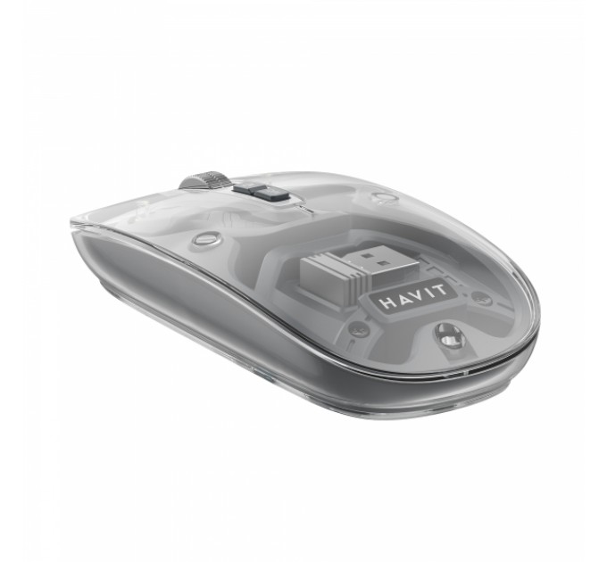 Бездротова миша дворежимна HAVIT MS62WB Pro Transparent Gray