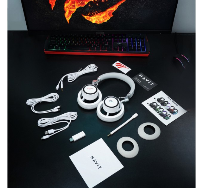 Бездротові ігрові навушники HAVIT Fuxi-H8 White + Gray
