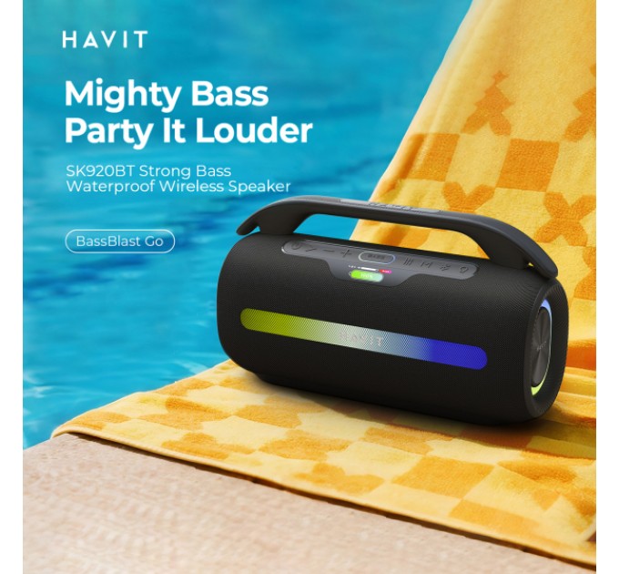 Портативна колонка HAVIT SK920BT IPX6 60W RGB Black