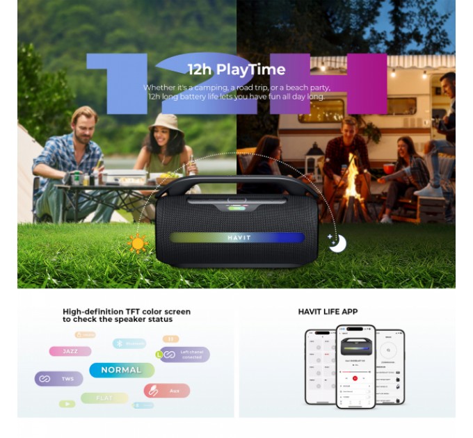 Портативна колонка HAVIT SK920BT IPX6 60W RGB Black