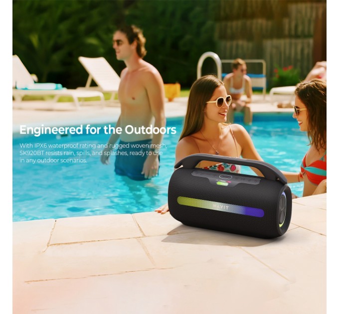 Портативна колонка HAVIT SK920BT IPX6 60W RGB Black