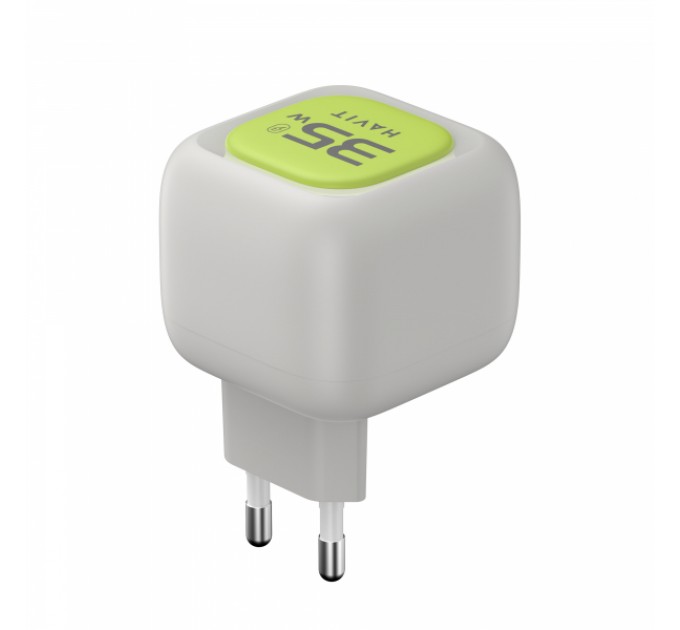 Зарядний пристрій HAVIT UC251 GaN 35W USB-A+USB-C +Кабель USB-C Gray/Green