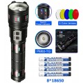 Фонарь NIGHT VISION FLUORESCENCE AK177-WHITE LASER LED PM60-TG, 8x18650 3.7V, Power Bank, ЗУ Type-C, zoom, 5 фильтров