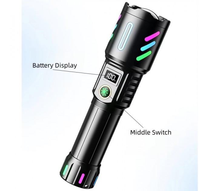 Фонарь NIGHT VISION FLUORESCENCE W514/1143-WHITE LASER LED PM10-TG, 1x26650, Power Bank, ЗУ Type-C, zoom