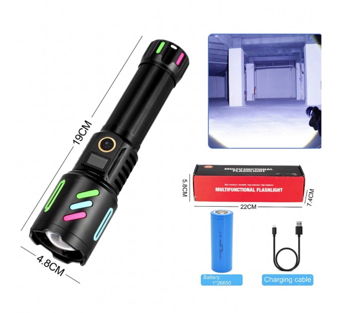 Фонарь NIGHT VISION FLUORESCENCE W514/1143-WHITE LASER LED PM10-TG, 1x26650, Power Bank, ЗУ Type-C, zoom