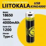 Аккумулятор 18650, LiitoKala USB-King4000, 4000mAh