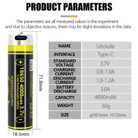 Аккумулятор 18650, LiitoKala USB-King4000, 4000mAh