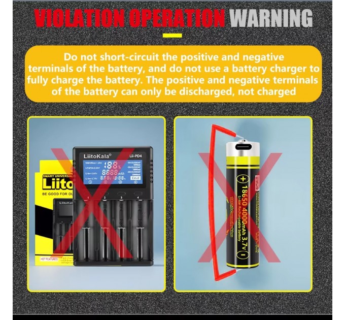 Аккумулятор 18650, LiitoKala USB-King4000, 4000mAh