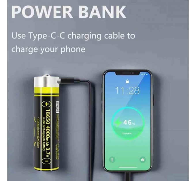 Аккумулятор 18650, LiitoKala USB-King4000, 4000mAh