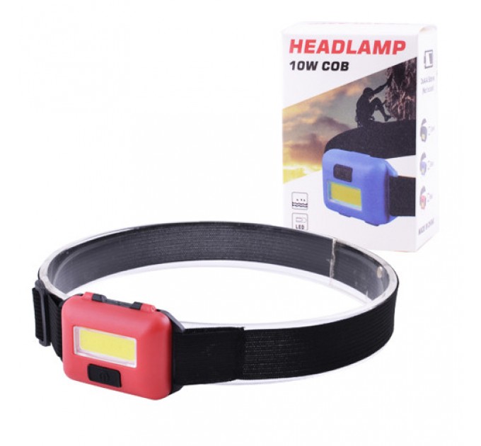 Фонарь налобный T89-COB 10W, 3хААА, пластик