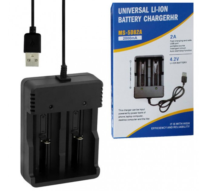 Зарядное устройство MS-5D82A, 2х10440/ 14500/ 16340/ 16650/ 14650/ 18350/ 18500/ 18650, 4.2V