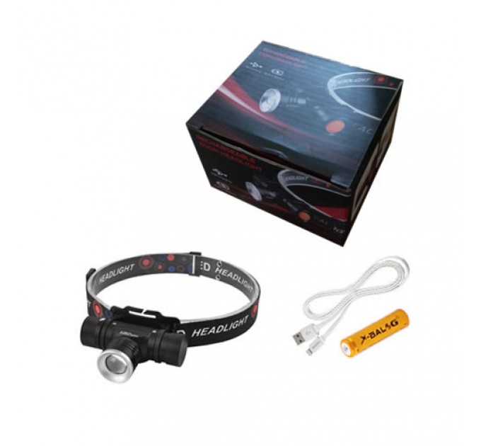 Фонарь налобный Police 5808-T6, 1x18650, zoom, ЗУ microUSB, Box