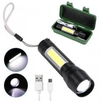 Фонарь Police 511-XPE+COB, Li-Ion аккум., zoom, ЗУ microUSB