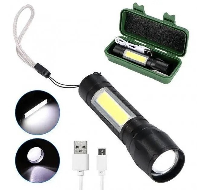 Фонарь Police 511-XPE+COB, Li-Ion аккум., zoom, ЗУ microUSB