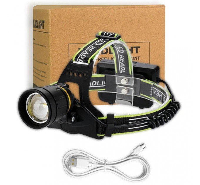 Фонарь налобный BL-A12-3-P90, Power Bank, 3x18650, zoom, ЗУ Type-C, Box