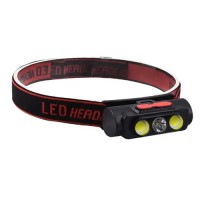 Фонарь налобный PLD-2119B-XPE+2COB(White+Red), 1х18650, ЗУ Type-C, Box